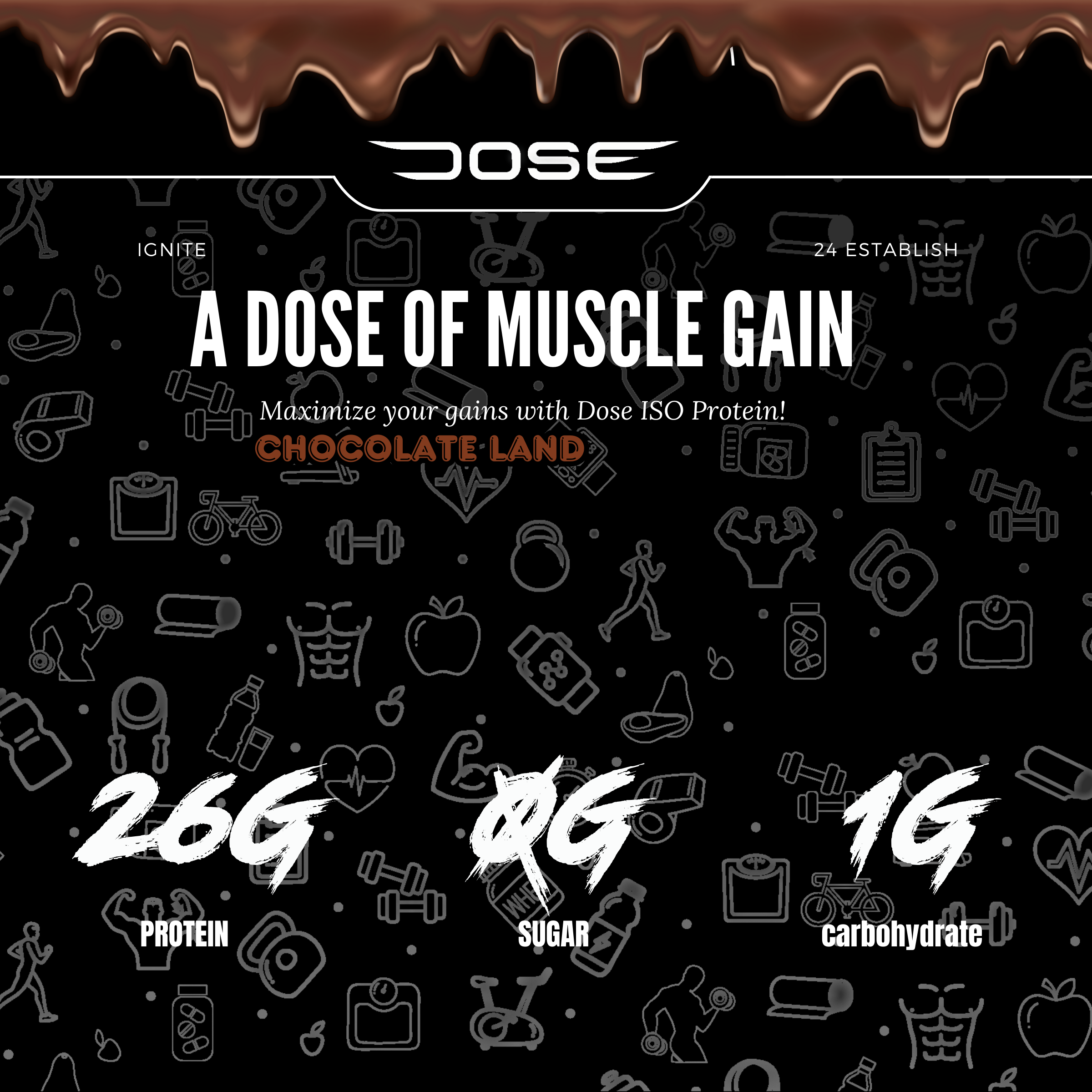 Dose Fuel Protein Supplement - Chocolate-Land Flavor, 25g Protein, 0g Sugar, 1g Carbohydrate, Maximize Your Gains with Dose ISO Protein
