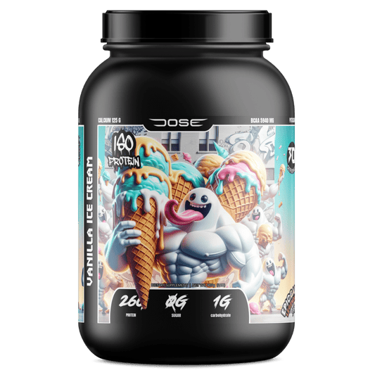 Dose Fuel Vanilla Ice Cream Protein Powder - 26g Protein, 0g Sugar, 1g Carbohydrate, ISO Protein Supplement with Fun Ice Cream Character Artwork